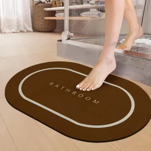 1 Piece (3.5mm) Anti-Skid Water Soaking Bathroom Print Rubber Mat, Water Absorbent Mat (40X60Cm) Brown