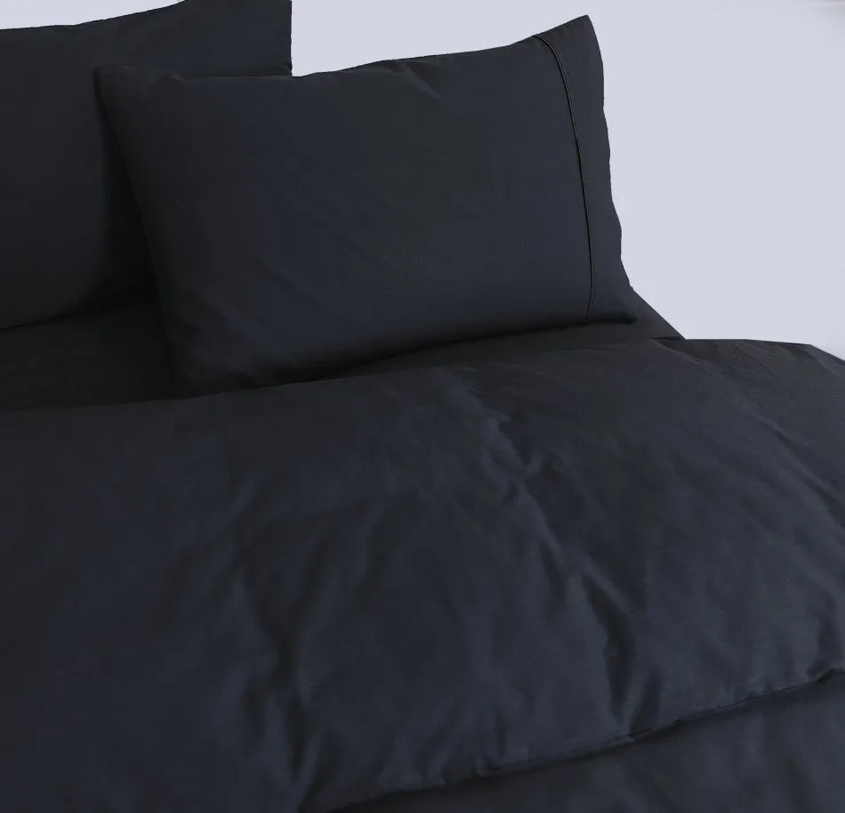 100% Egyptian Cotton Vintage Washed Quilt Cover Set I Single I Charcoal