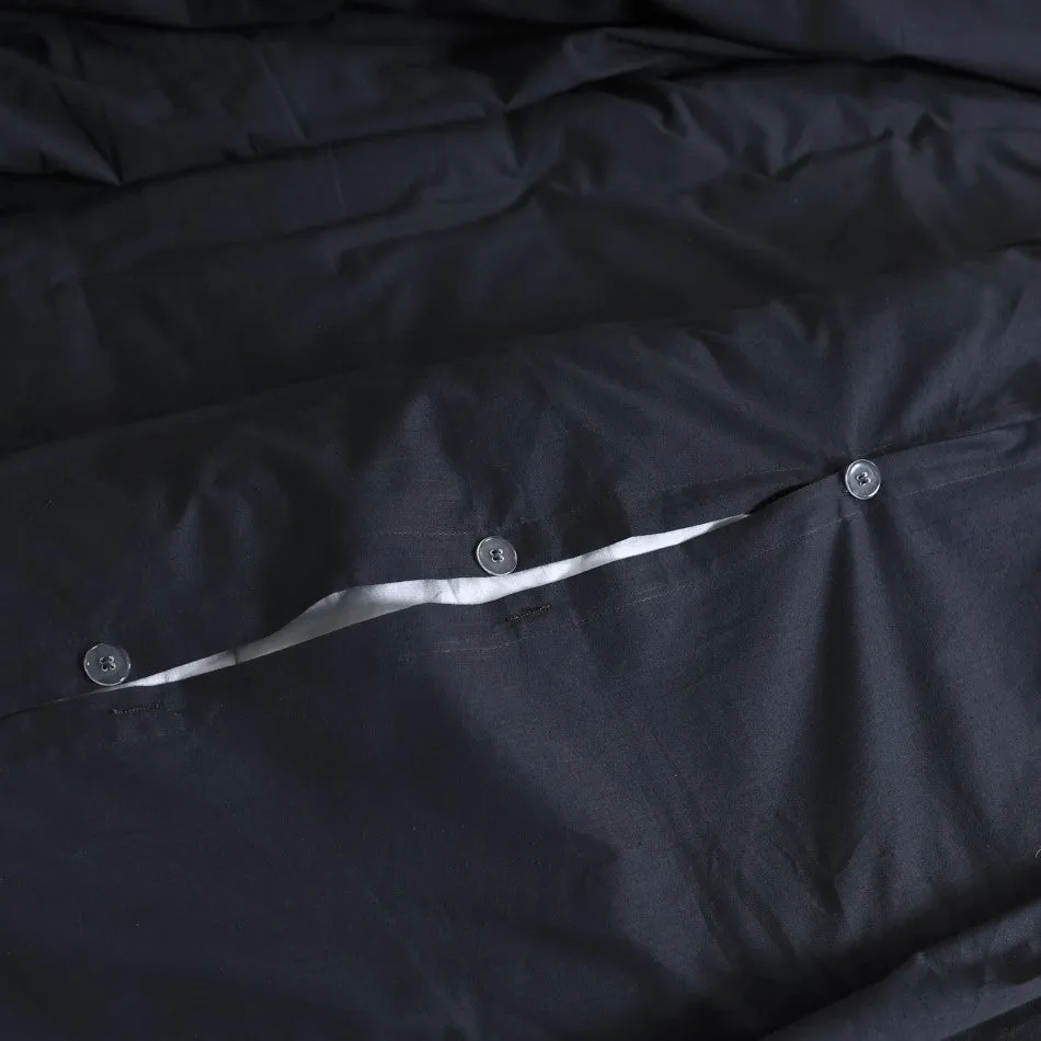 100% Egyptian Cotton Vintage Washed Quilt Cover Set I Single I Charcoal