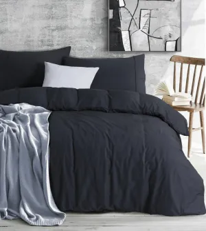 100% Egyptian Cotton Vintage Washed Quilt Cover Set I Single I Charcoal