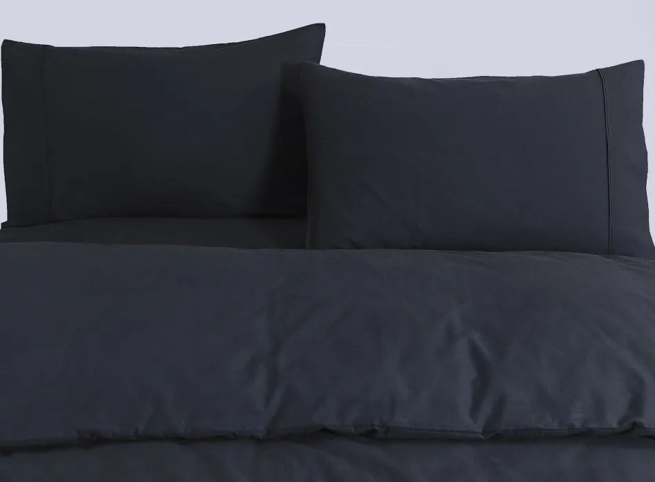 100% Egyptian Cotton Vintage Washed Quilt Cover Set I Single I Charcoal