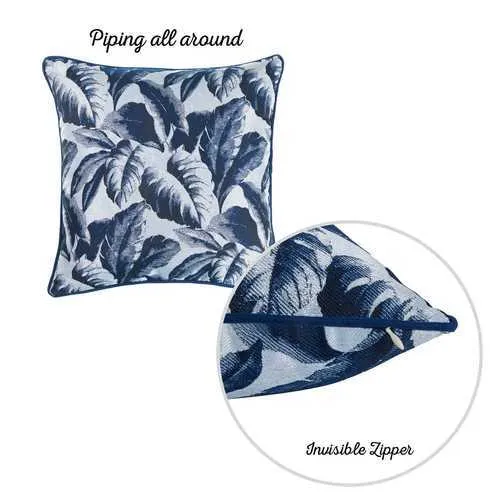 17"x 17" Jacquard Tropical Sky Leaf Decorative Throw Pillow Cover