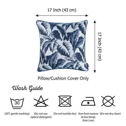 17"x 17" Jacquard Tropical Sky Leaf Decorative Throw Pillow Cover