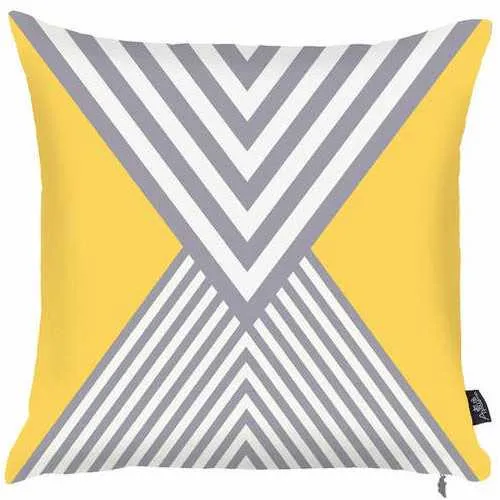 18"x18" Colored Scandi Square Geo Decorative Throw Pillow Cover