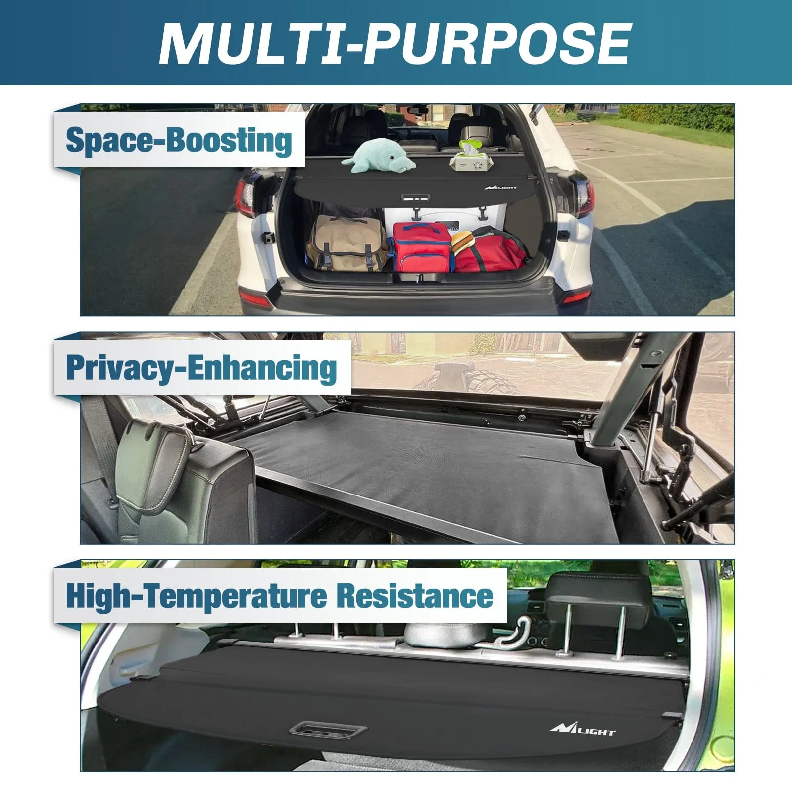 2019-2023 Jeep Cherokee Accessories Retractable Trunk Cargo Cover With Trunk Storage Net
