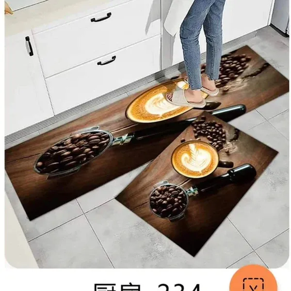2pcs Exquisite Rubber Bottom Kitchen Mats