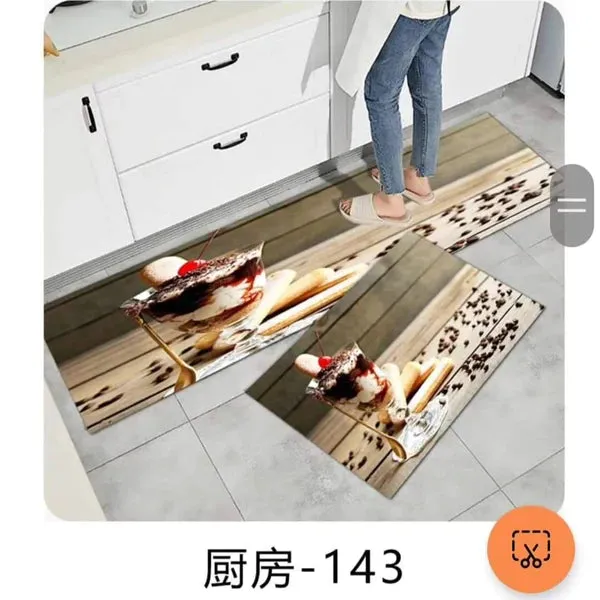 2pcs Exquisite Rubber Bottom Kitchen Mats