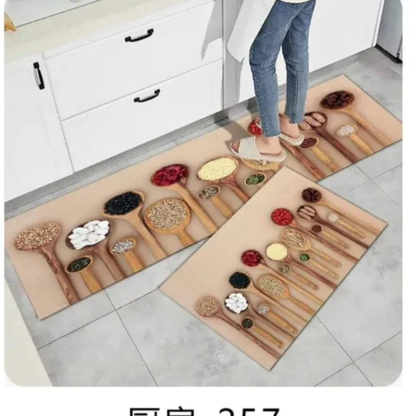 2pcs Exquisite Rubber Bottom Kitchen Mats