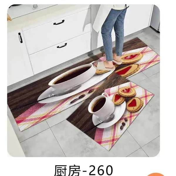 2pcs Exquisite Rubber Bottom Kitchen Mats