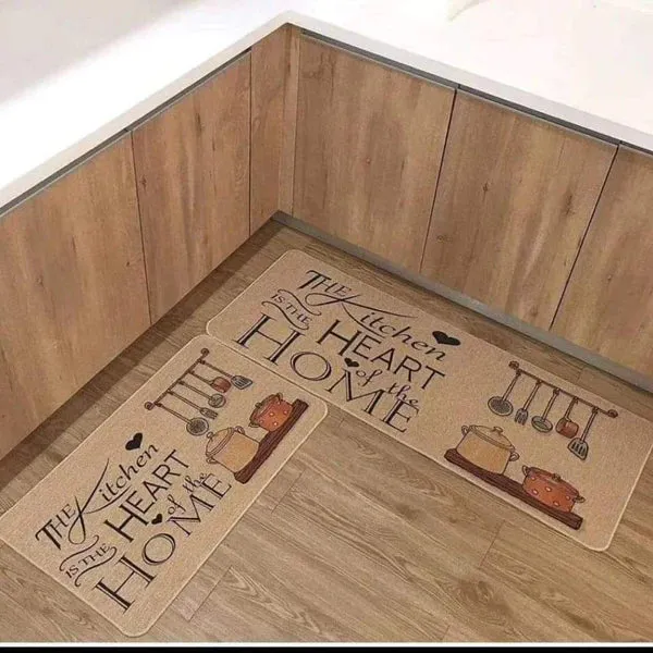 2pcs Exquisite Rubber Bottom Kitchen Mats