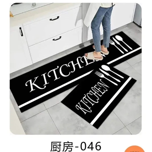 2pcs Exquisite Rubber Bottom Kitchen Mats