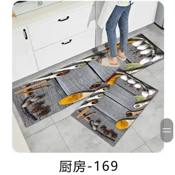 2pcs Exquisite Rubber Bottom Kitchen Mats