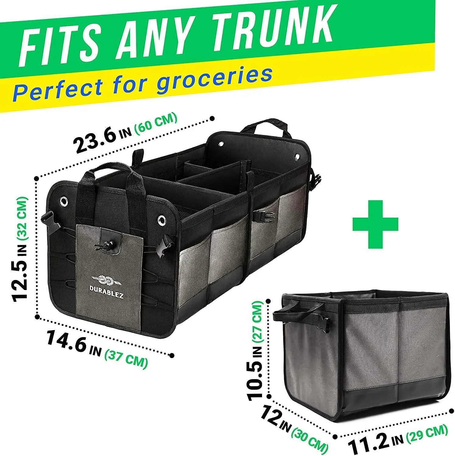 3 Compartment Separable Collapsible Car Trunk Storage Organizer for SUV Minivan