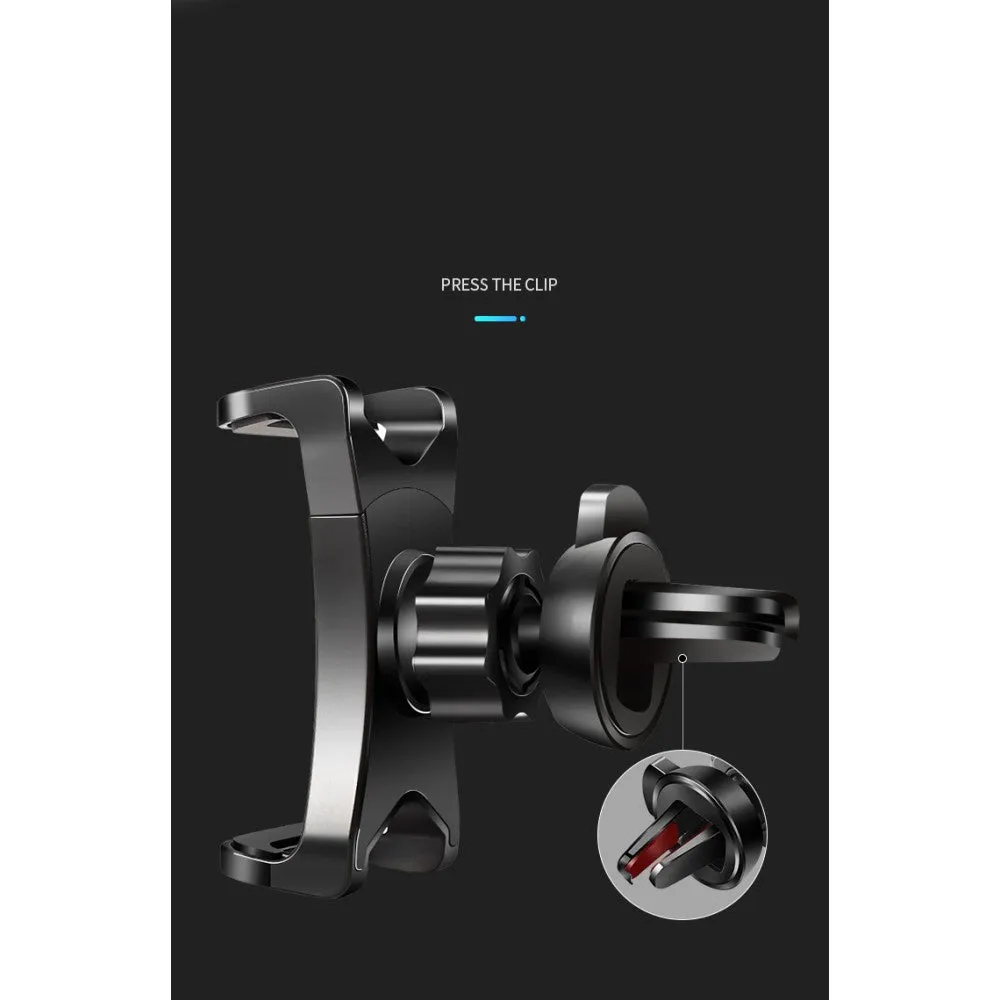 3 in 1 Car GPS Smartphone Holder: Dashboard / Visor Clamp   AC Grid Clip for Allview C4 You - Black