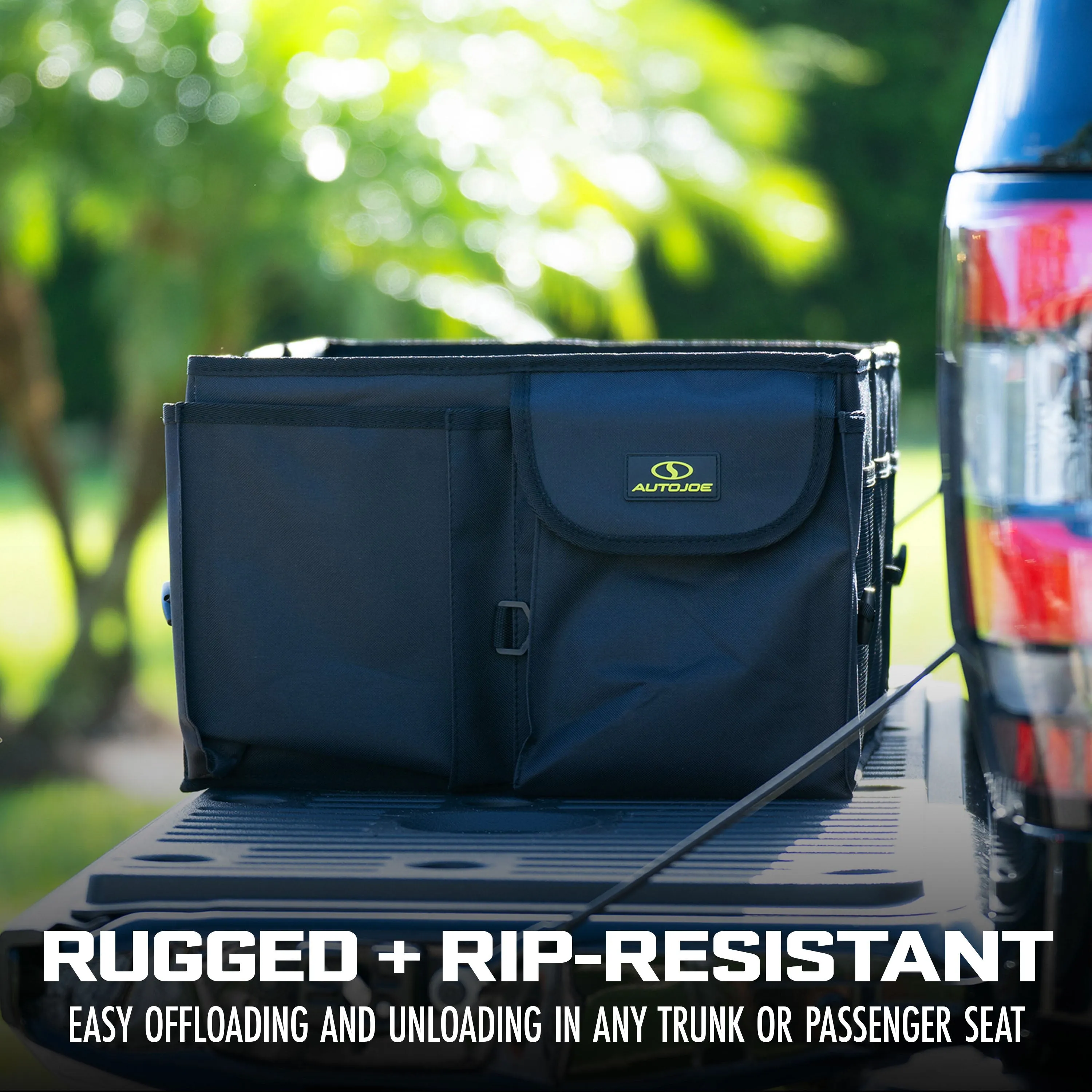 Auto Joe ATJ-CTSO-BLK Collapsible Auto Storage Organizer | w/ Anchor Straps and Toggle Fasteners for Hold Security | Adjustable Strap | Rip Resistant