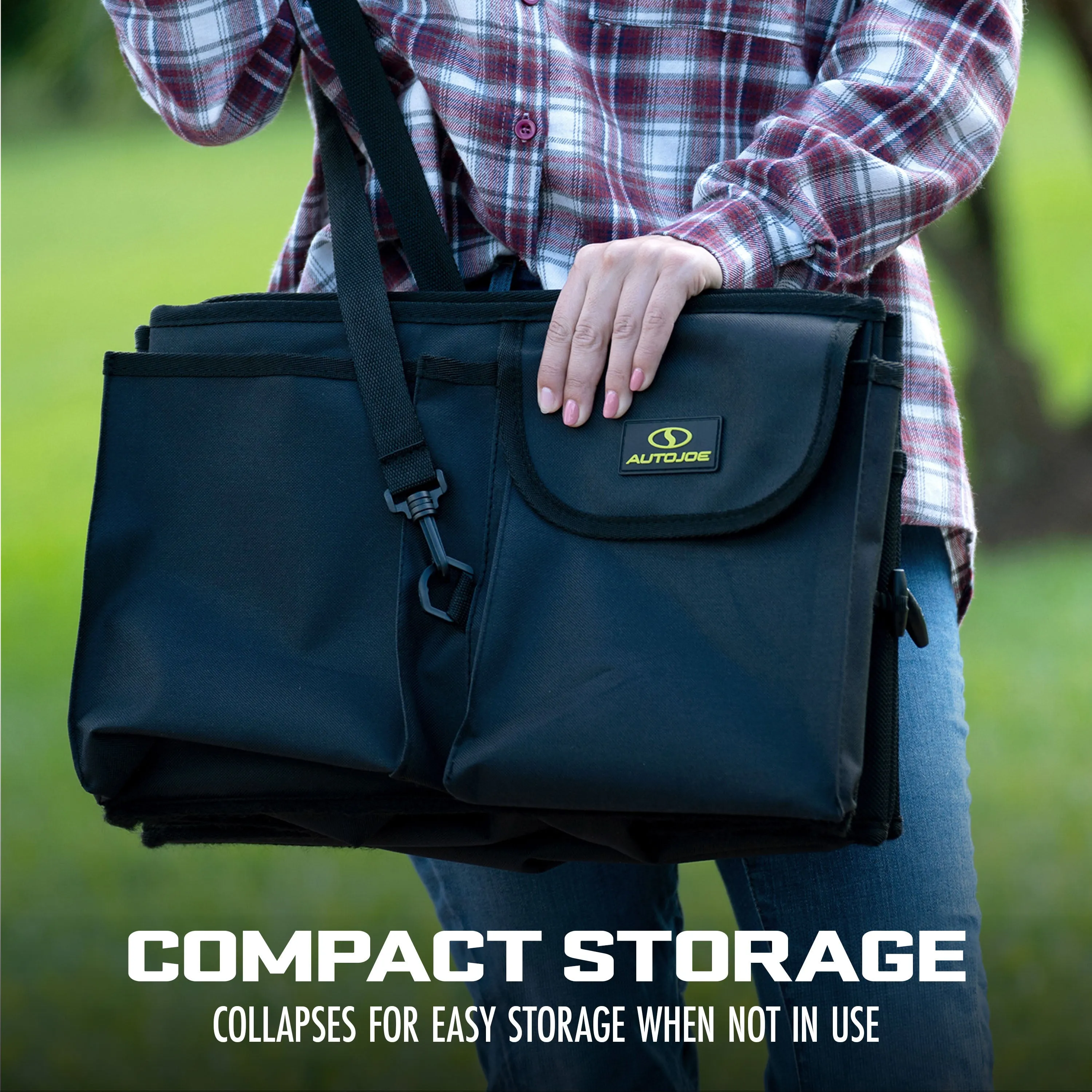 Auto Joe ATJ-CTSO-BLK Collapsible Auto Storage Organizer | w/ Anchor Straps and Toggle Fasteners for Hold Security | Adjustable Strap | Rip Resistant
