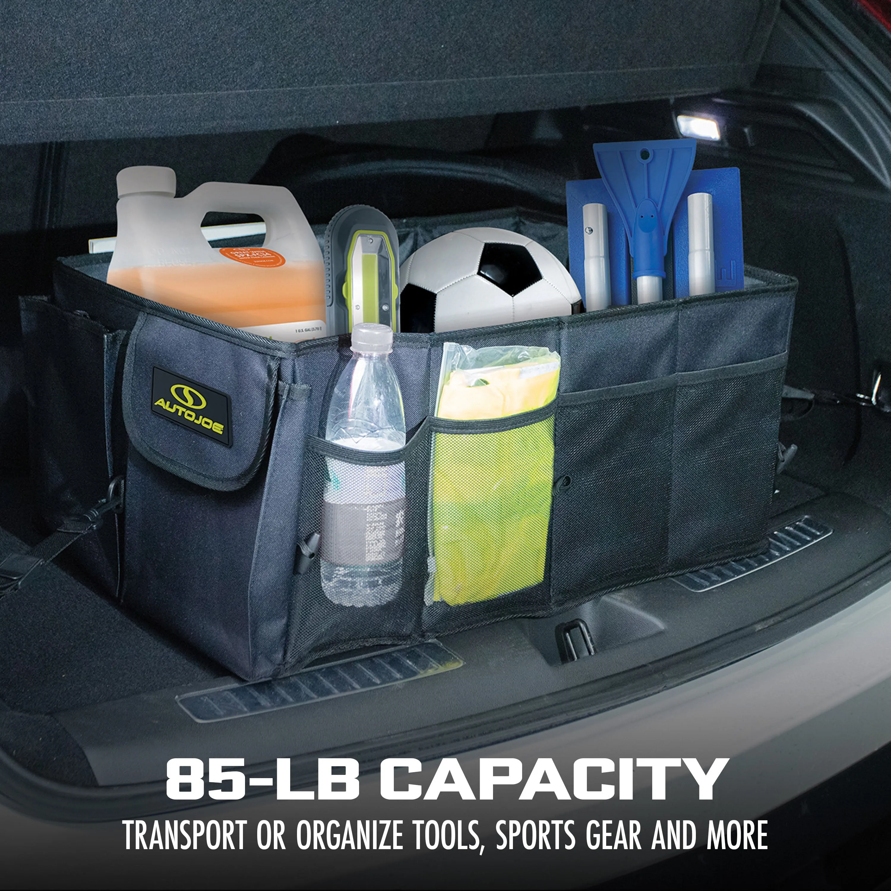 Auto Joe ATJ-CTSO-BLK Collapsible Auto Storage Organizer | w/ Anchor Straps and Toggle Fasteners for Hold Security | Adjustable Strap | Rip Resistant