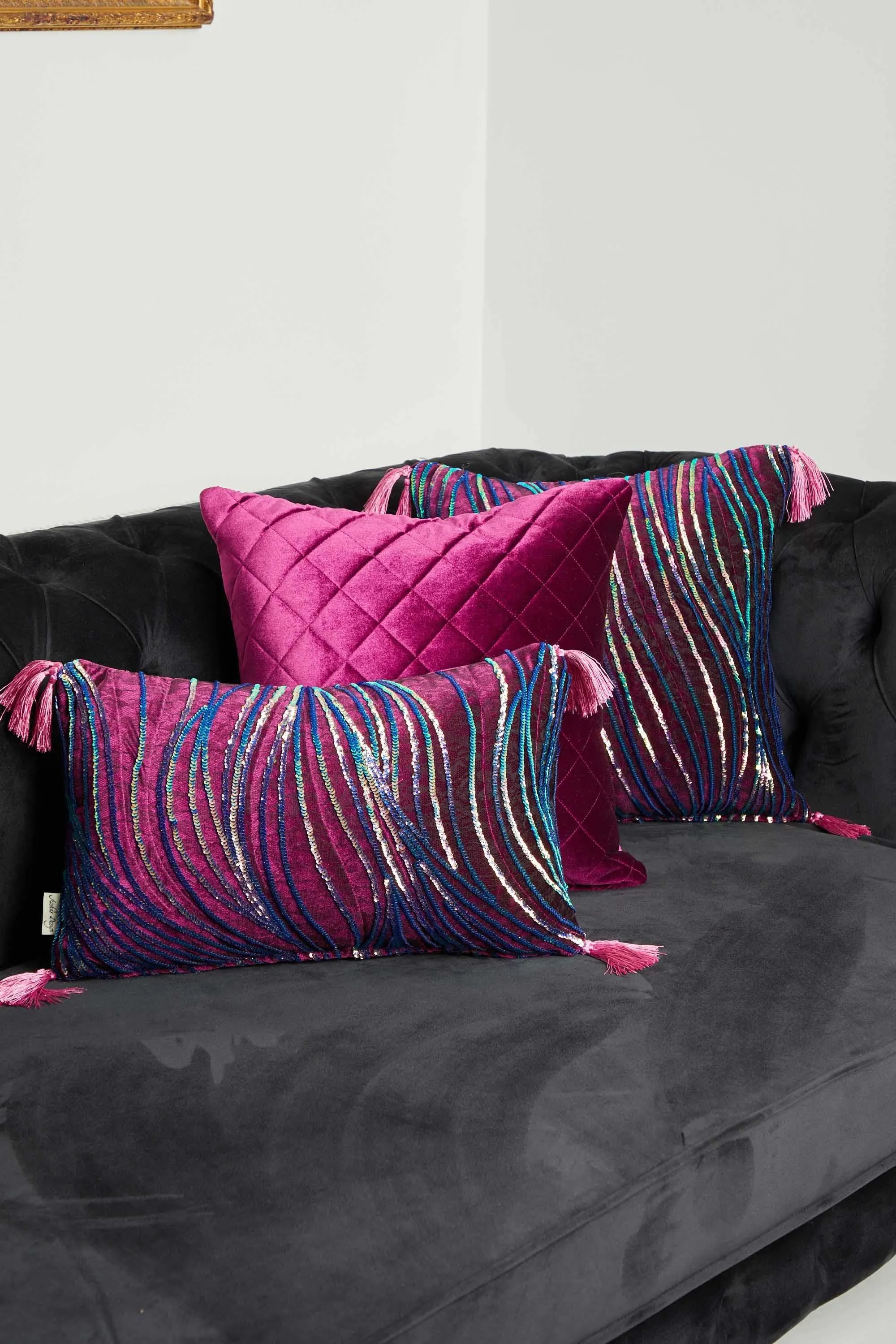 Boho Style Throw Pillow Cover made from Velvet, Decorative 18x18 Inches Quilted Handmade Pillow Cover for Modern Home Decoration,K-330