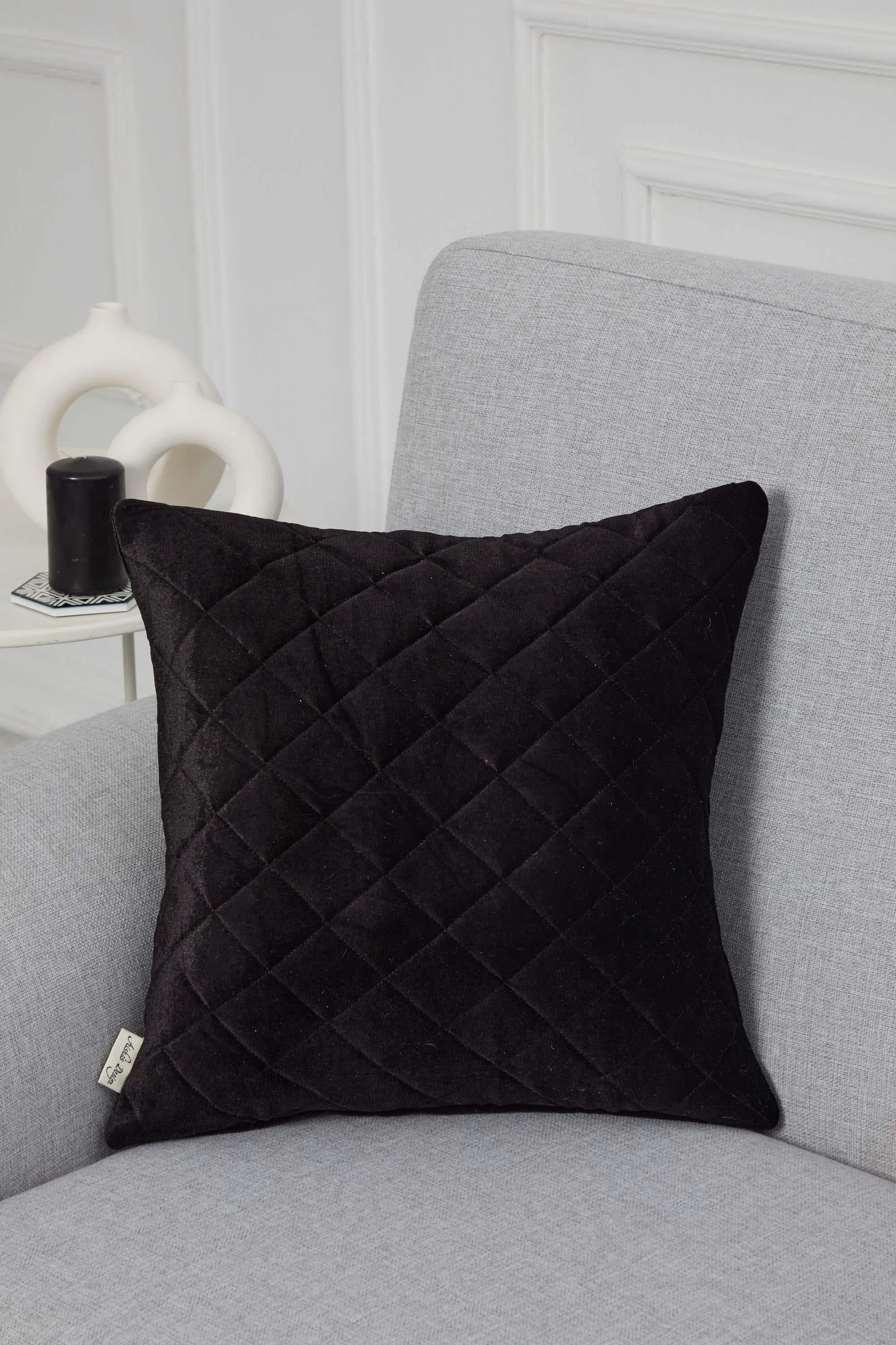 Boho Style Throw Pillow Cover made from Velvet, Decorative 18x18 Inches Quilted Handmade Pillow Cover for Modern Home Decoration,K-330