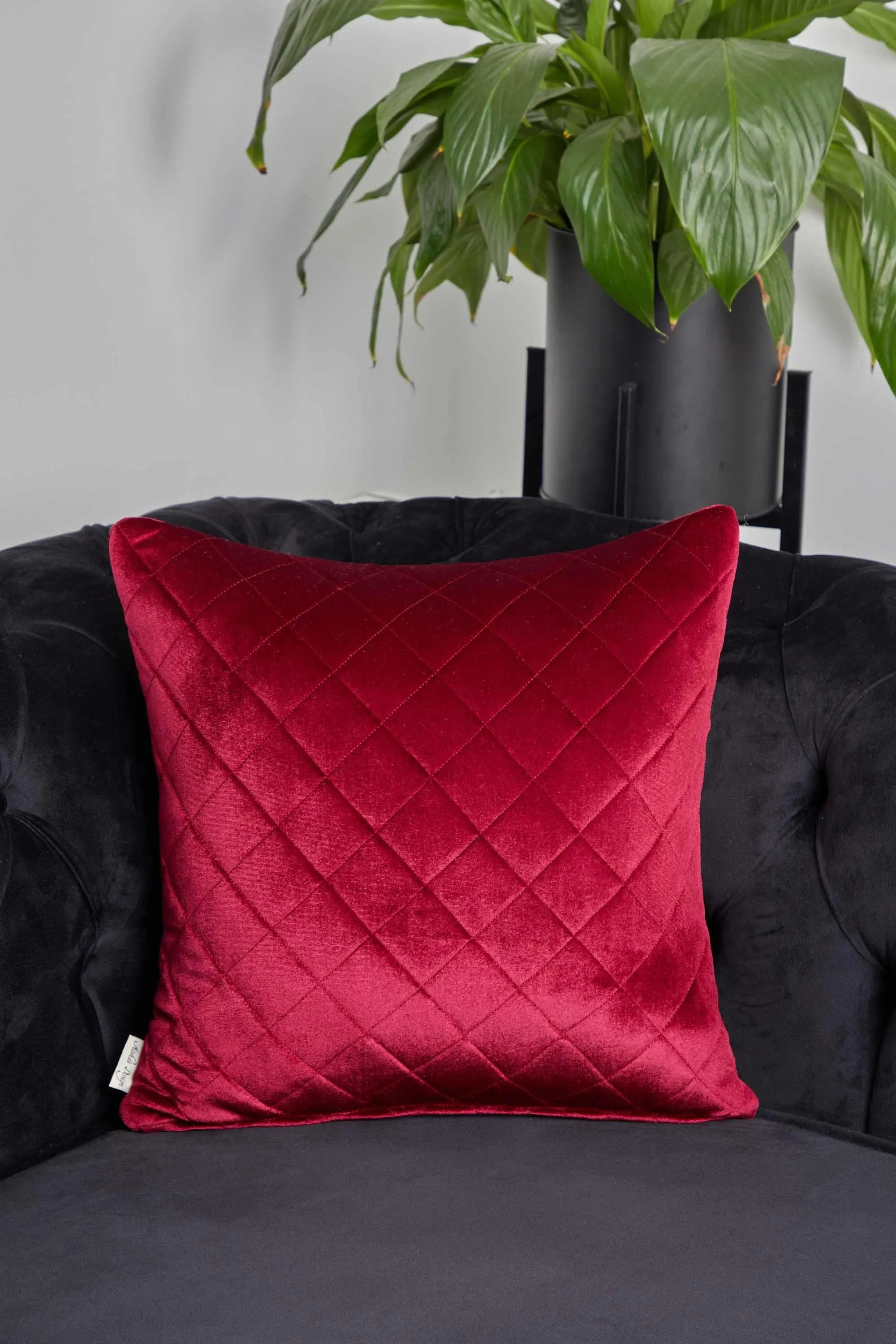 Boho Style Throw Pillow Cover made from Velvet, Decorative 18x18 Inches Quilted Handmade Pillow Cover for Modern Home Decoration,K-330
