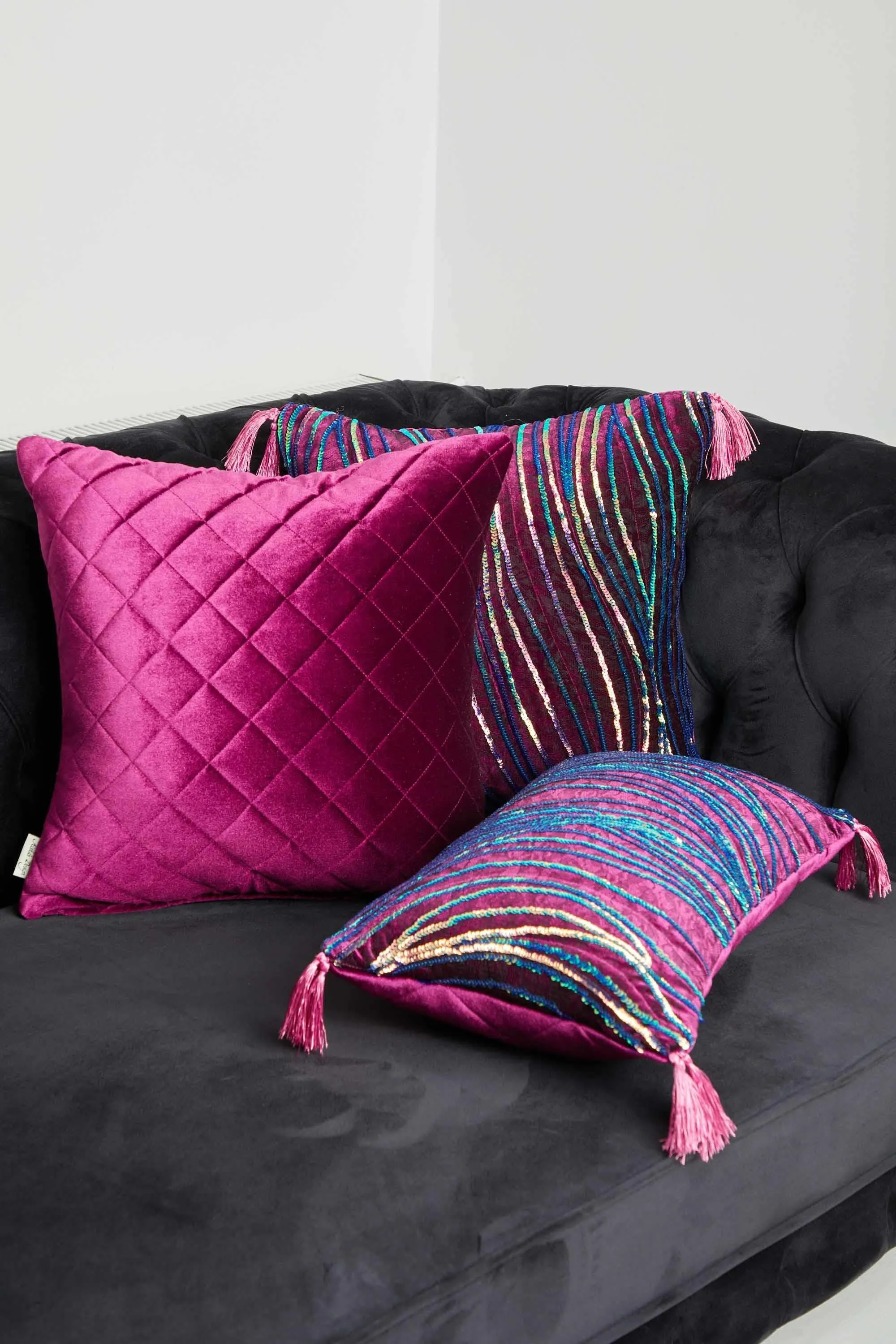 Boho Style Throw Pillow Cover made from Velvet, Decorative 18x18 Inches Quilted Handmade Pillow Cover for Modern Home Decoration,K-330