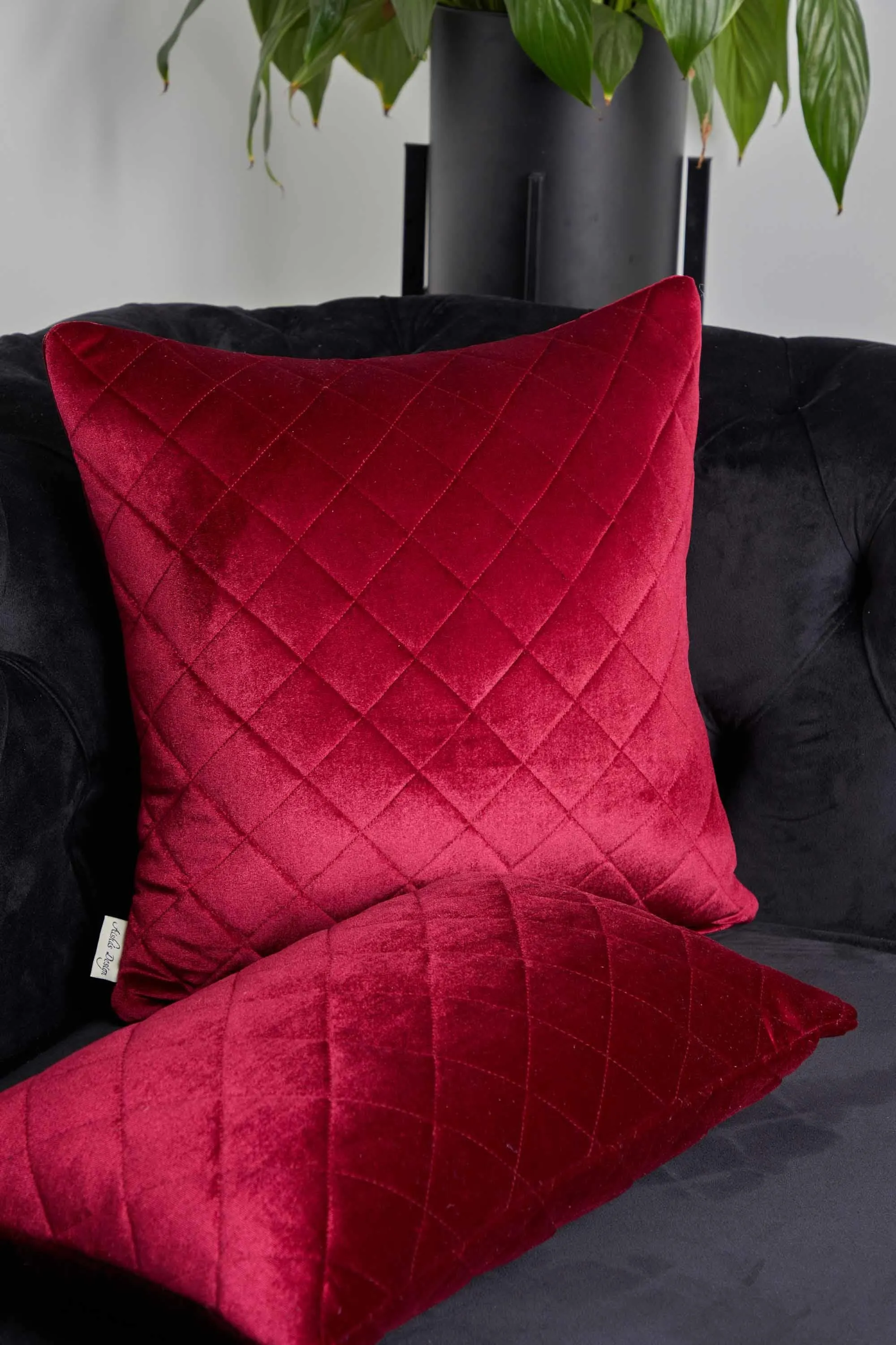 Boho Style Throw Pillow Cover made from Velvet, Decorative 18x18 Inches Quilted Handmade Pillow Cover for Modern Home Decoration,K-330