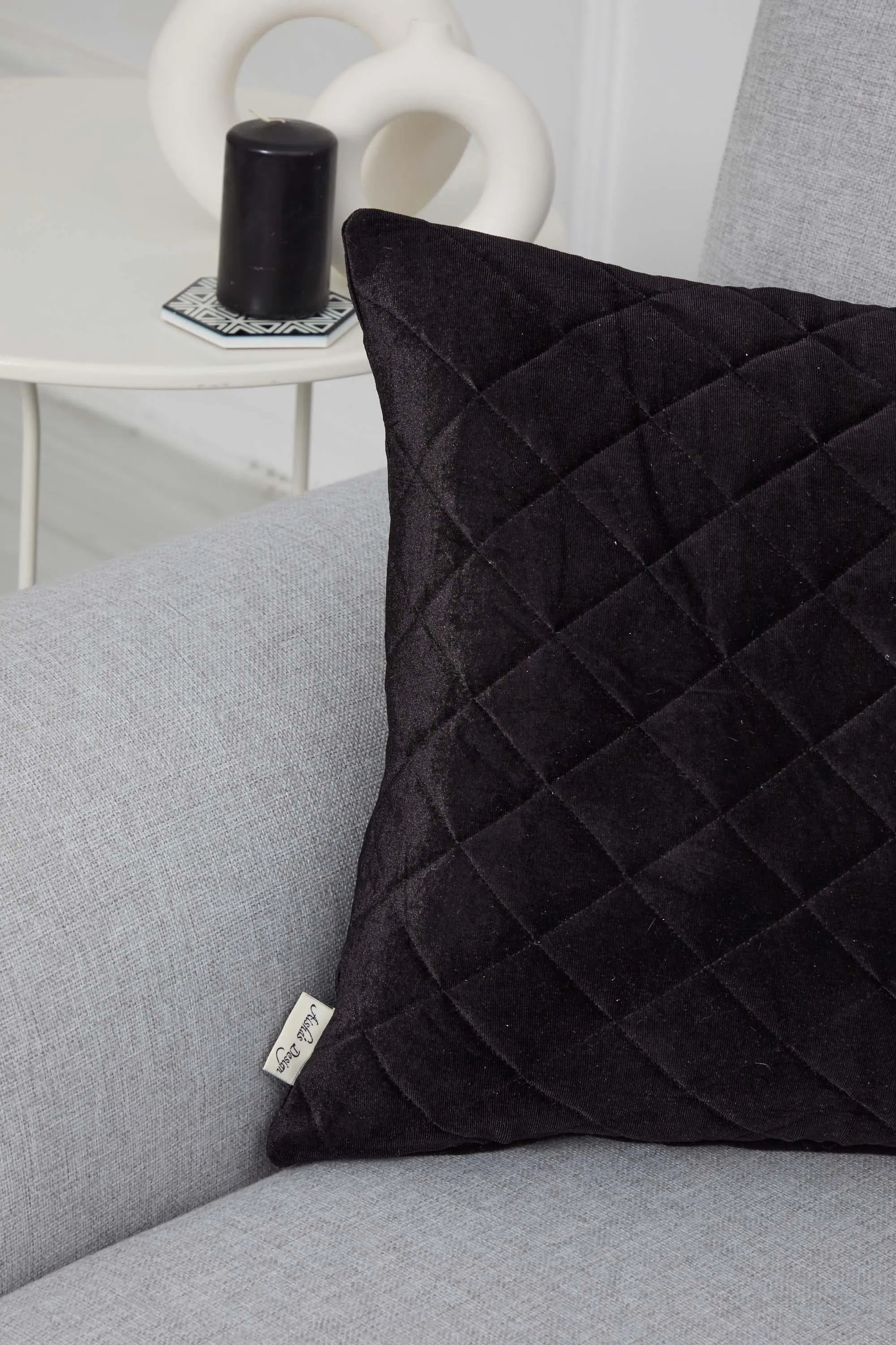 Boho Style Throw Pillow Cover made from Velvet, Decorative 18x18 Inches Quilted Handmade Pillow Cover for Modern Home Decoration,K-330