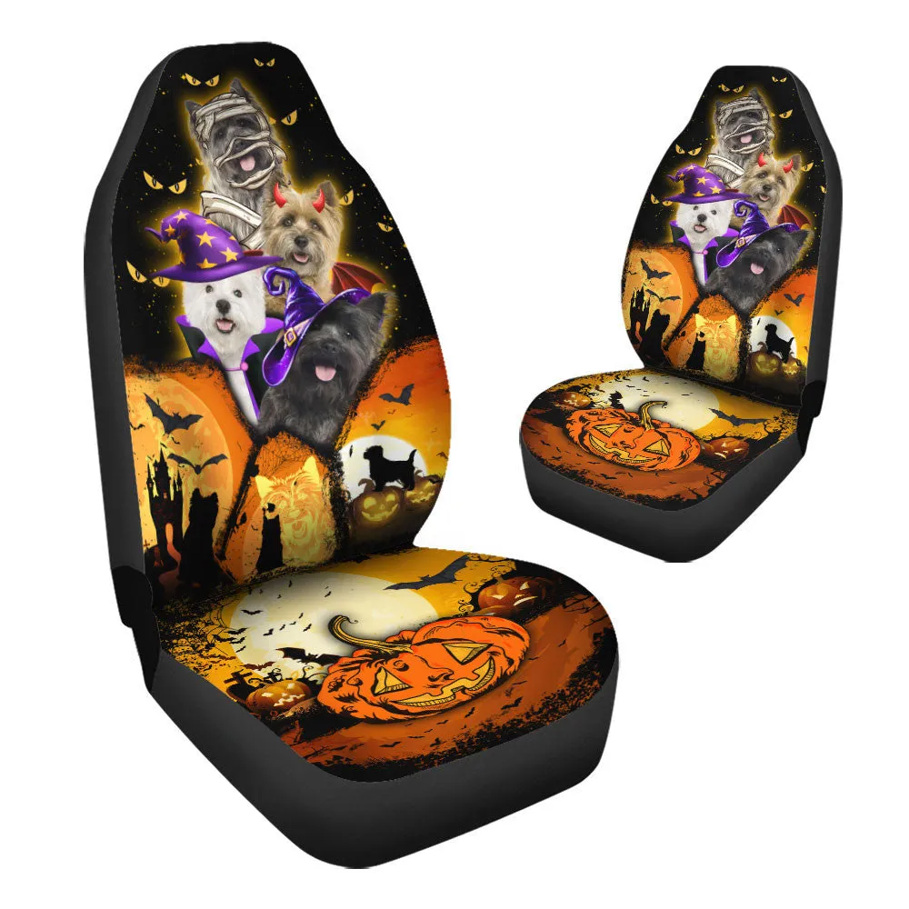 Cairn Terrier Halloween Pumpkin Scary Car Seat Covers