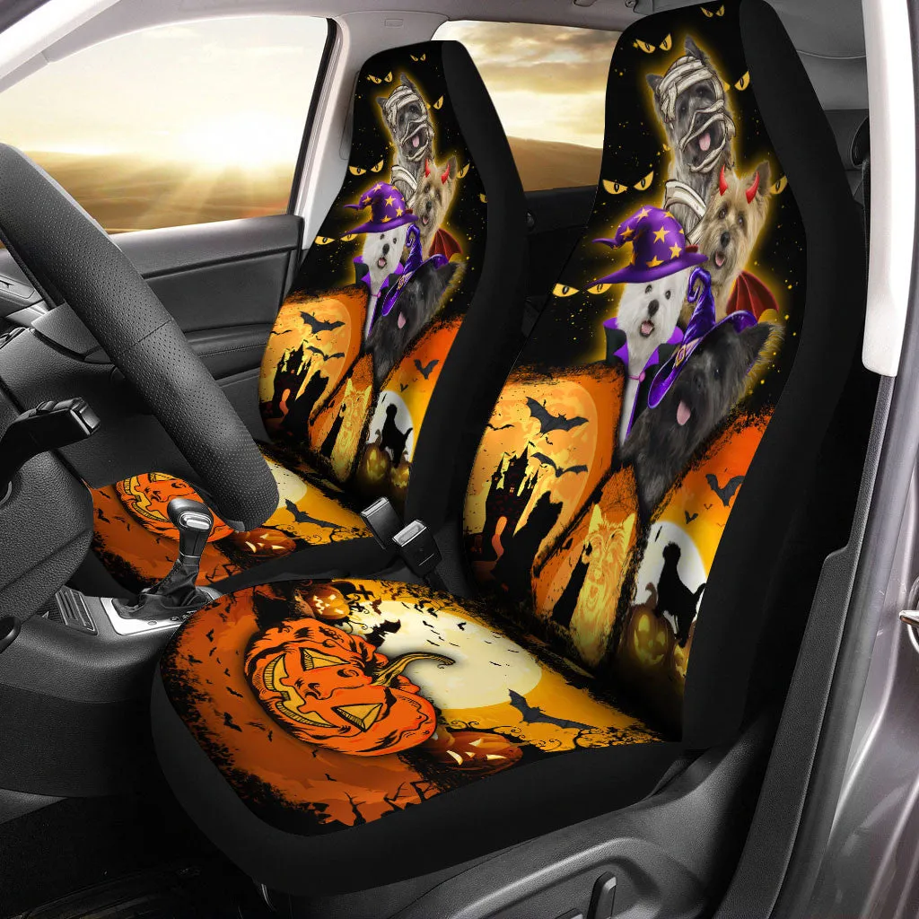 Cairn Terrier Halloween Pumpkin Scary Car Seat Covers