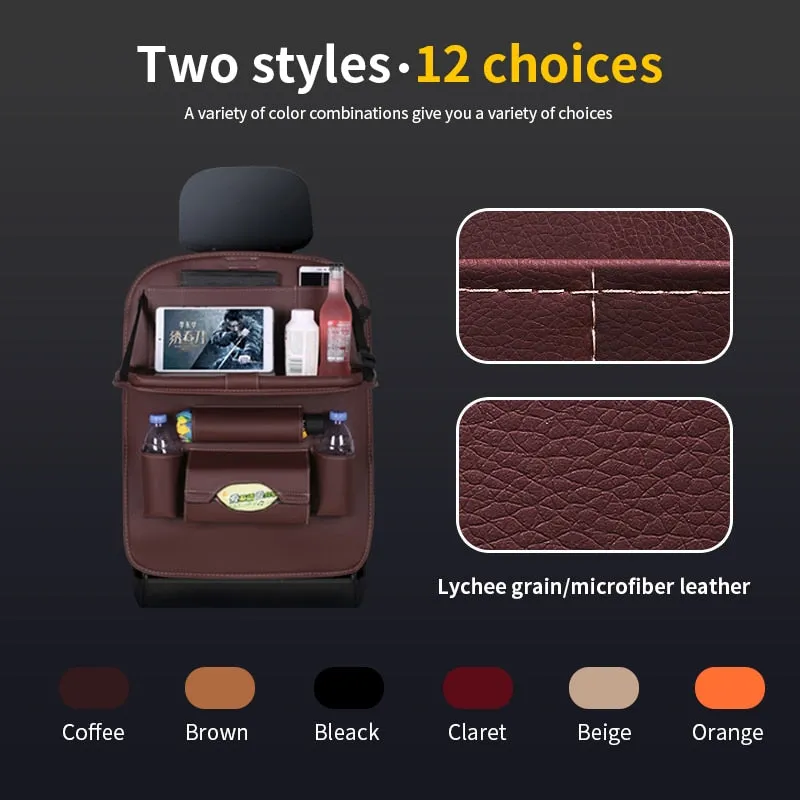 Car Back Seat Organizer with Foldable Table Tray