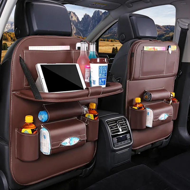 Car Back Seat Organizer with Foldable Table Tray