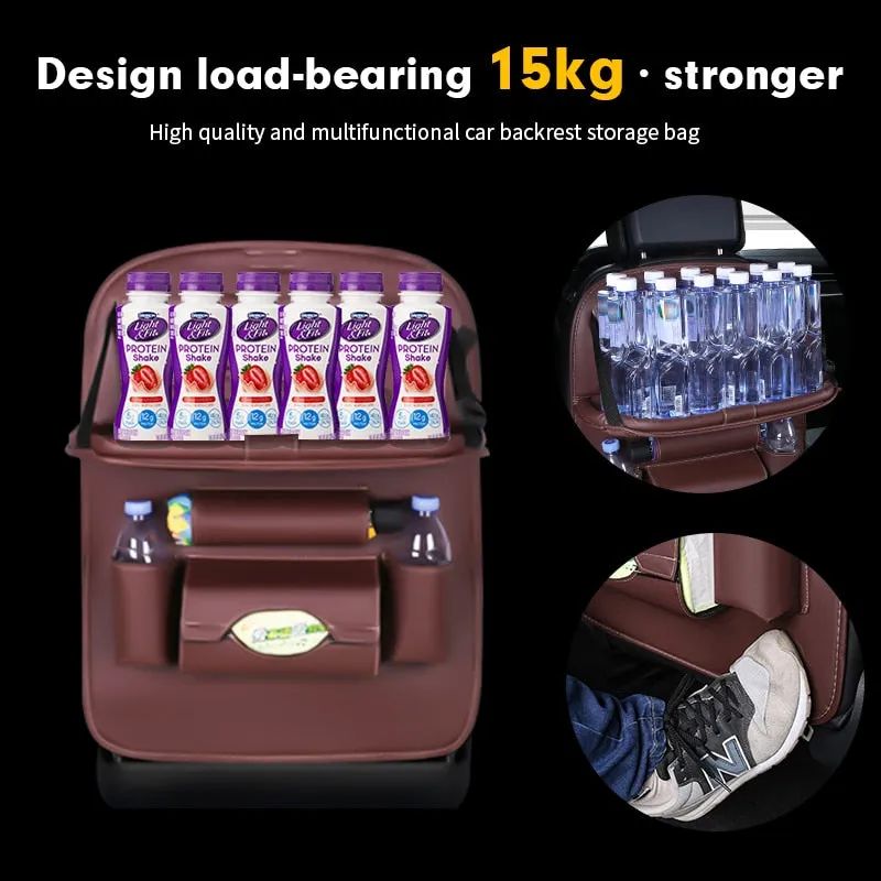 Car Back Seat Organizer with Foldable Table Tray