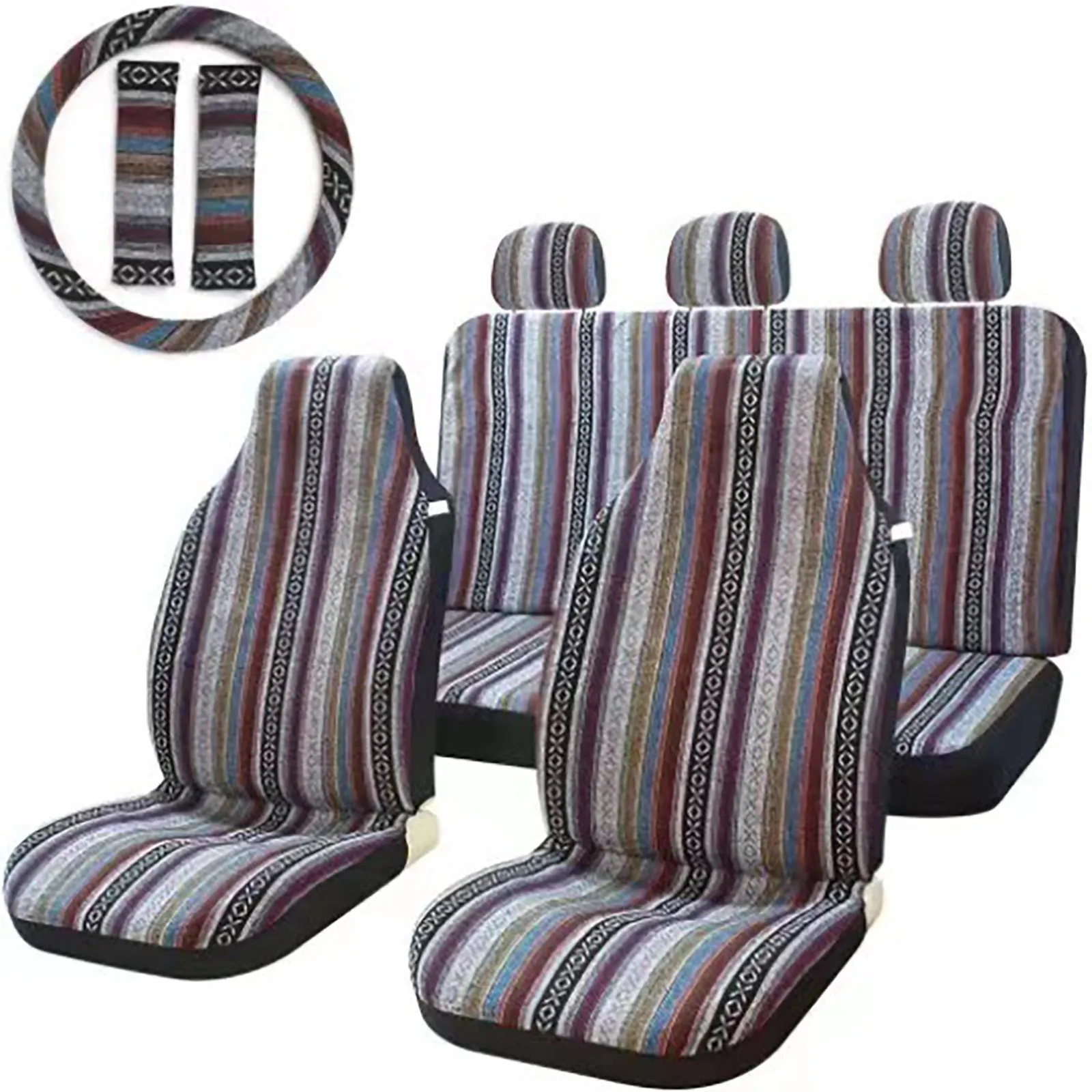 Car Seat Covers Stripe Multicolor Stripe Boho Print Automotive