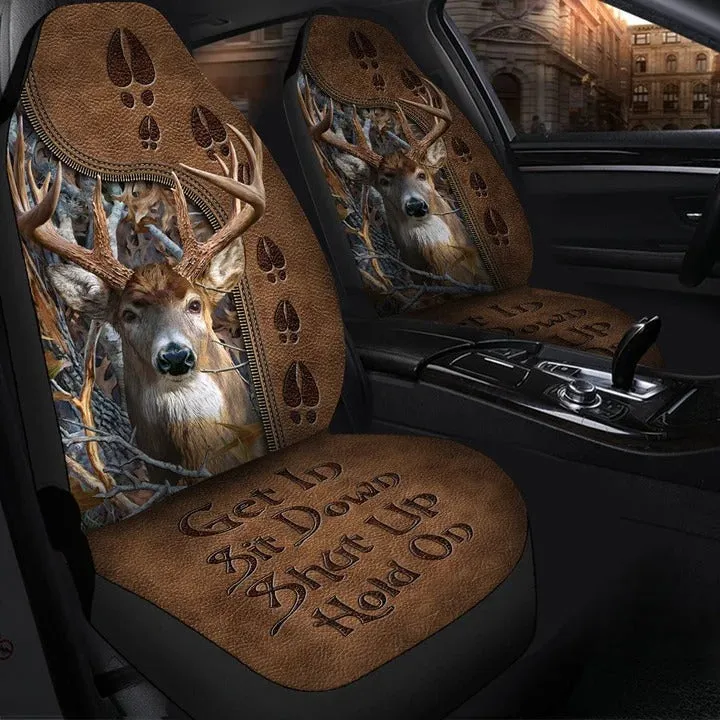 Deer Hold on Shut Up Funny Car Seat Covers Universal Fit