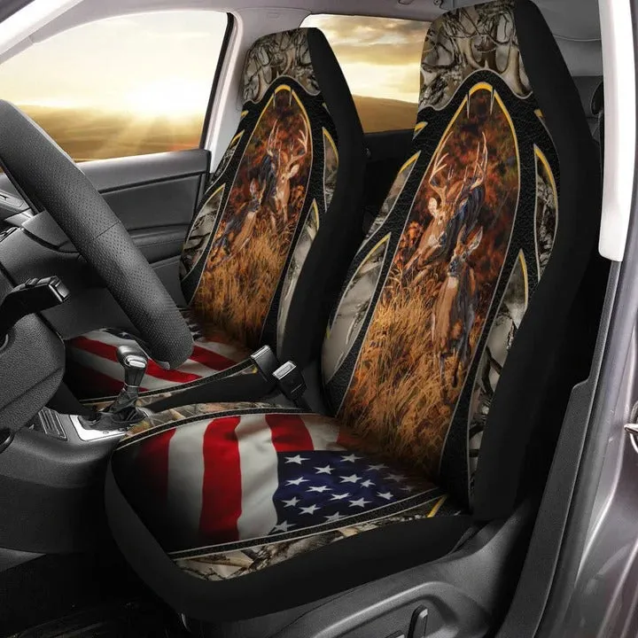 Deers With American Flag Car Seat Cover, Best Car Seat Protector