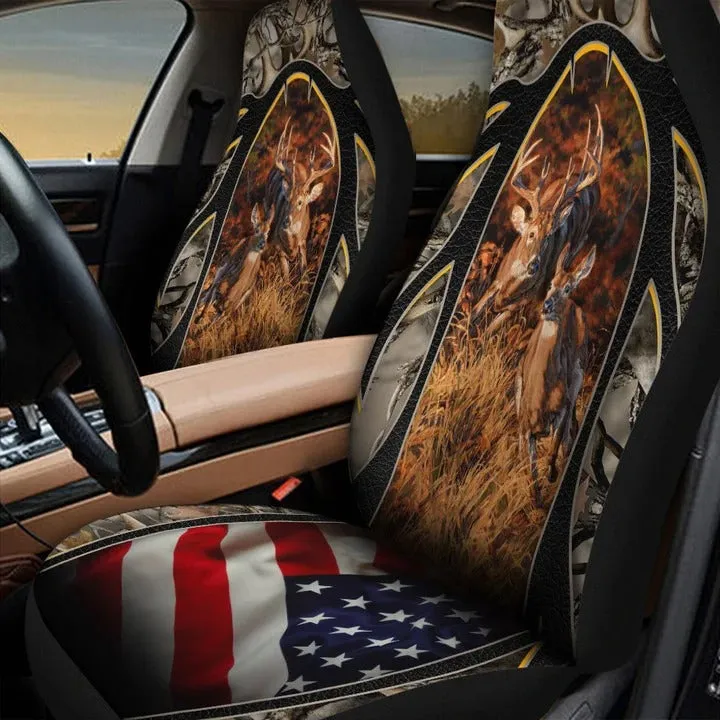 Deers With American Flag Car Seat Cover, Best Car Seat Protector