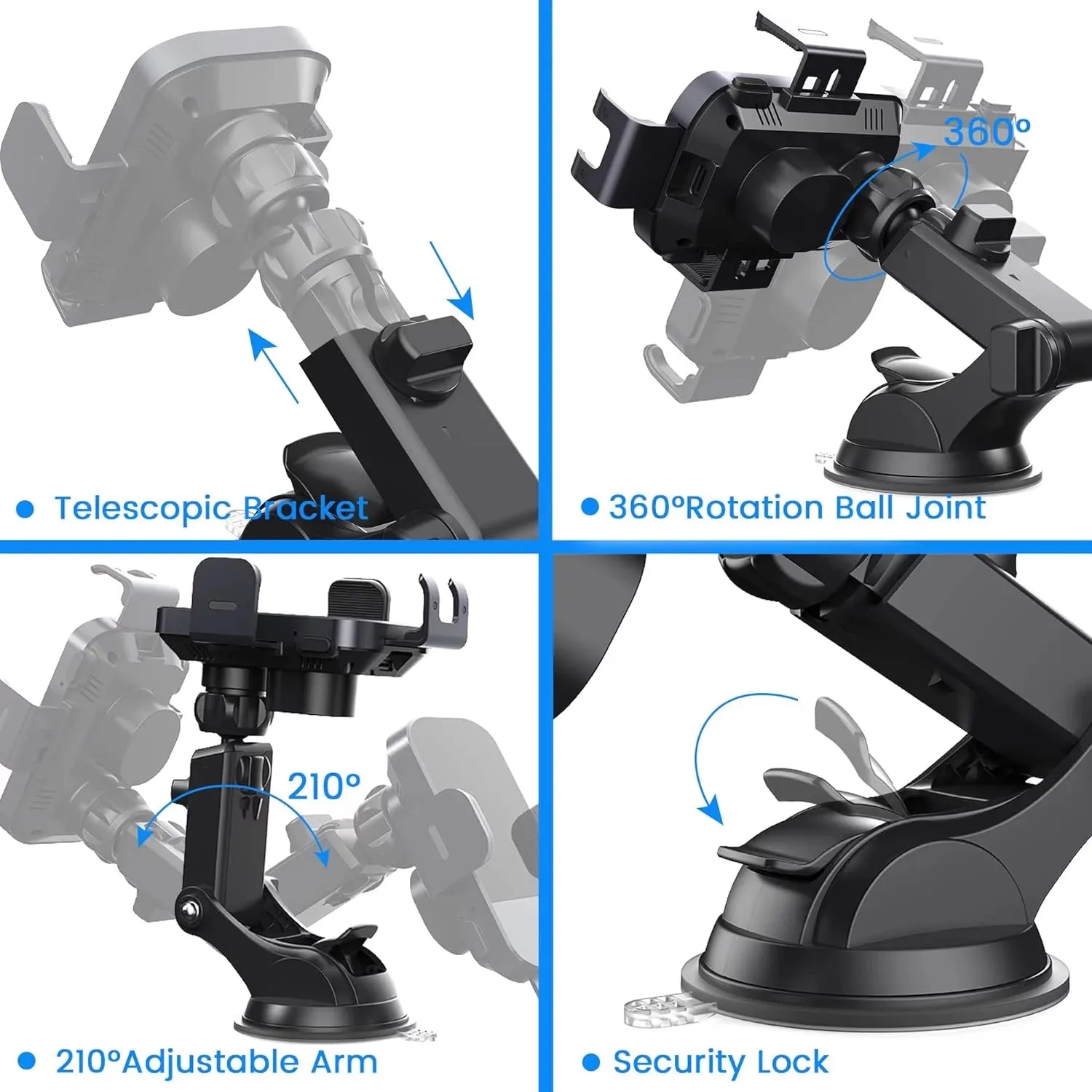 DIGITNOW 15W Wireless Car Charger Phone Mount Fast Charging Auto Clamping Phone Holder for Iphone 15 14Pro Max, Samsung Galaxy S23 Ultra S22 S21 Note 9-Black