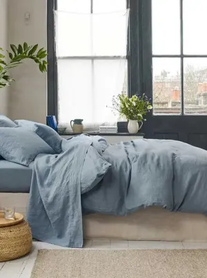 Dusk Blue Linen & Cotton Blend Duvet Cover