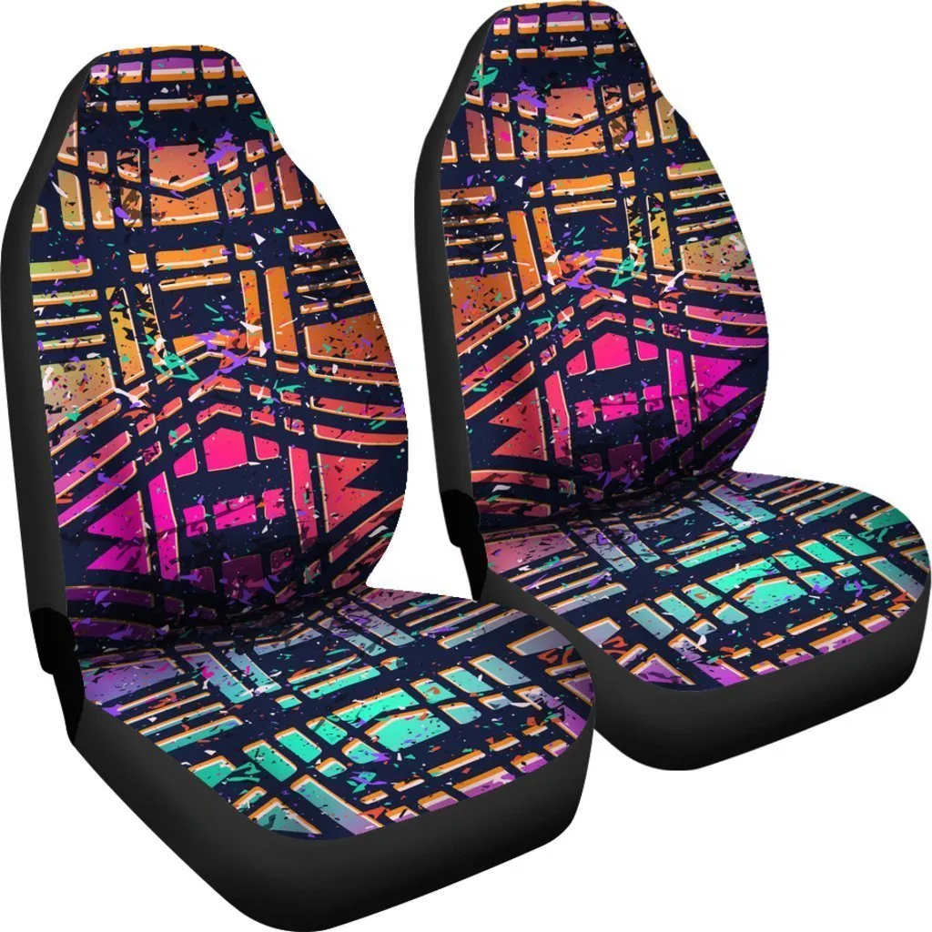 Ethnic Aztec Grunge Trippy Print Universal Fit Car Seat Covers