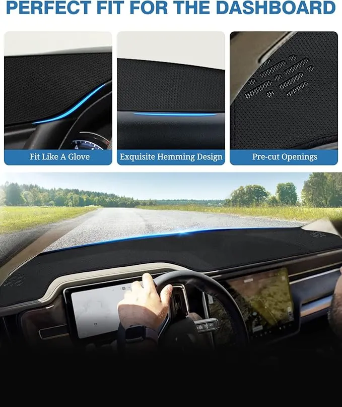 FIILINES Dash Cover Compatible with Rivian R1T 2022 2023 2024 Dashboard Cover Mat Accessories Dashboard Mat Mesh Dash Mat Non-Slip No Glare