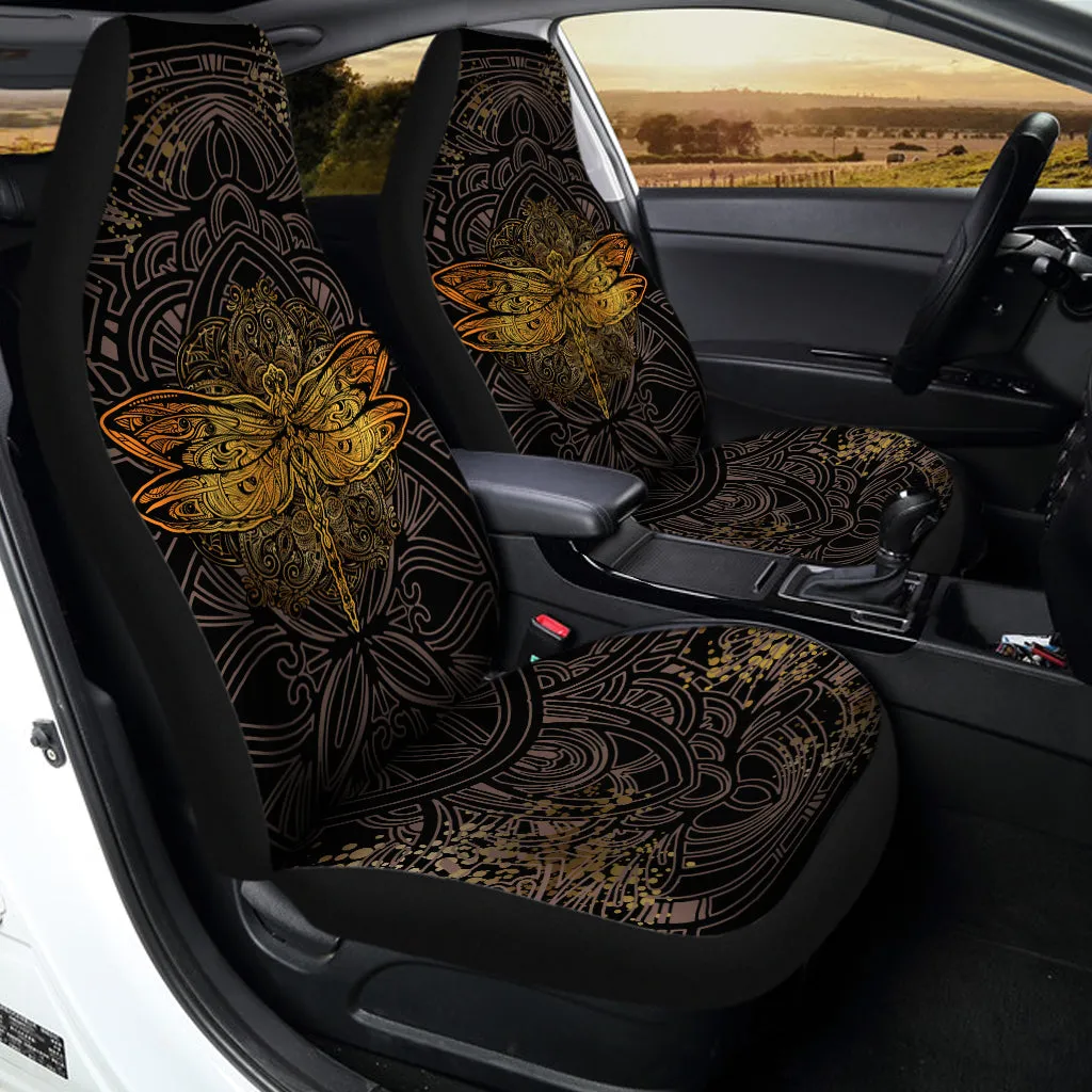 Gold Boho Dragonfly Print Universal Fit Car Seat Covers