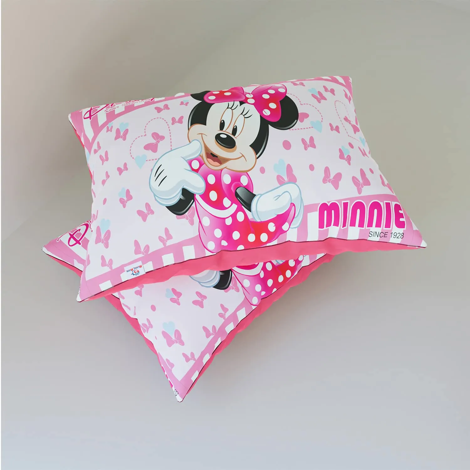 Heart Home Disney Minnie Pillow Cover | Silk Pillow Cover | Soft Pillow Cover | Luxurious Pillow Cover For Home | Set of 6 | 16x24 Inch | Pink