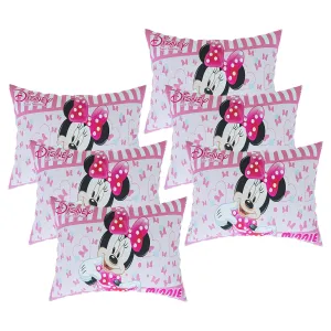 Heart Home Disney Minnie Pillow Cover | Silk Pillow Cover | Soft Pillow Cover | Luxurious Pillow Cover For Home | Set of 6 | 16x24 Inch | Pink