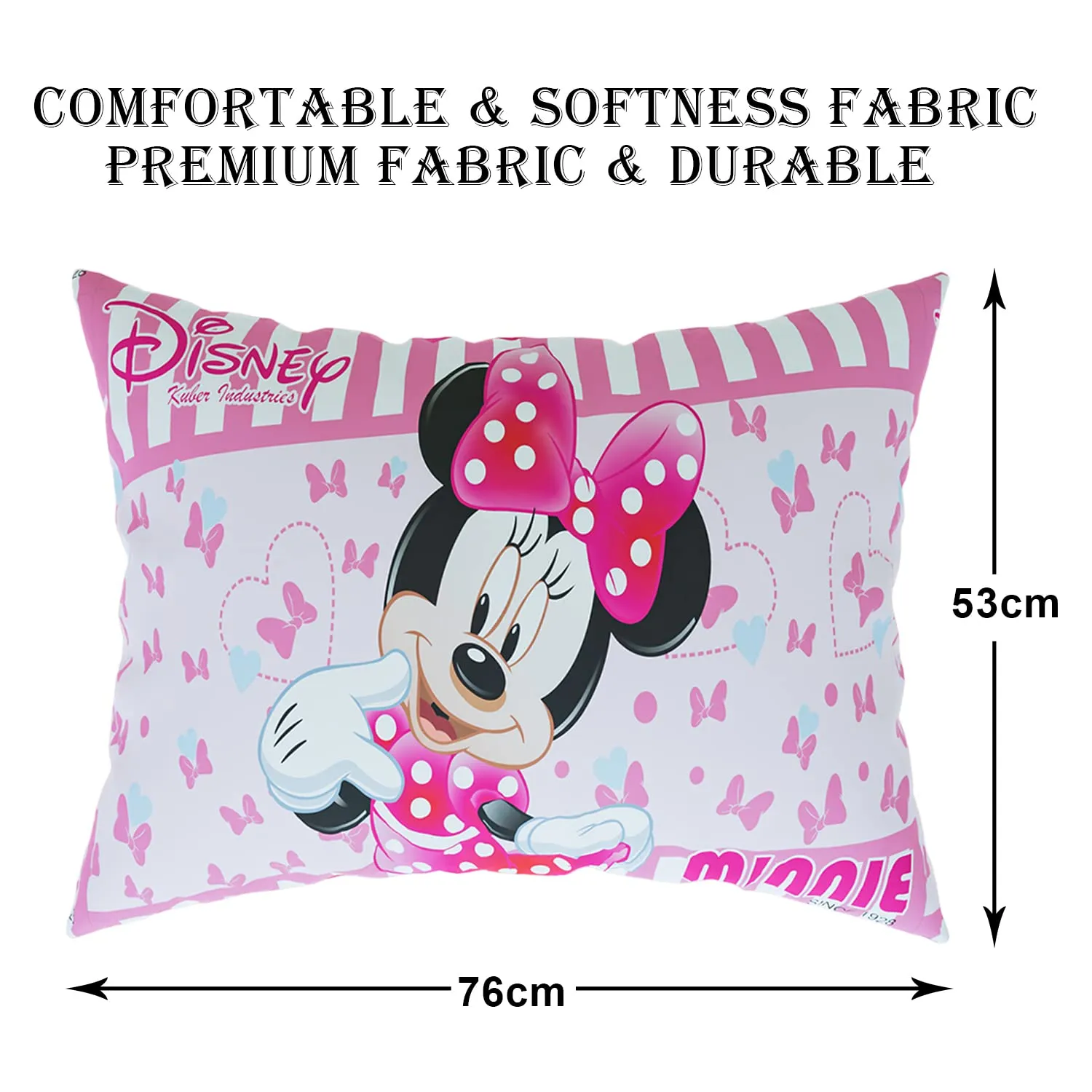 Heart Home Disney Minnie Pillow Cover | Silk Pillow Cover | Soft Pillow Cover | Luxurious Pillow Cover For Home | Set of 6 | 16x24 Inch | Pink
