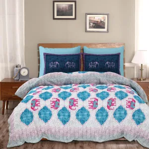 Heart Home Double Bedsheet with 2 Pillow Covers | 186 TC Premium Cotton Bedsheet for Double Bed | Bedsheet for Living Room-Home & Hotels | Embroidery Elephant | 100x108 Inch | Pink
