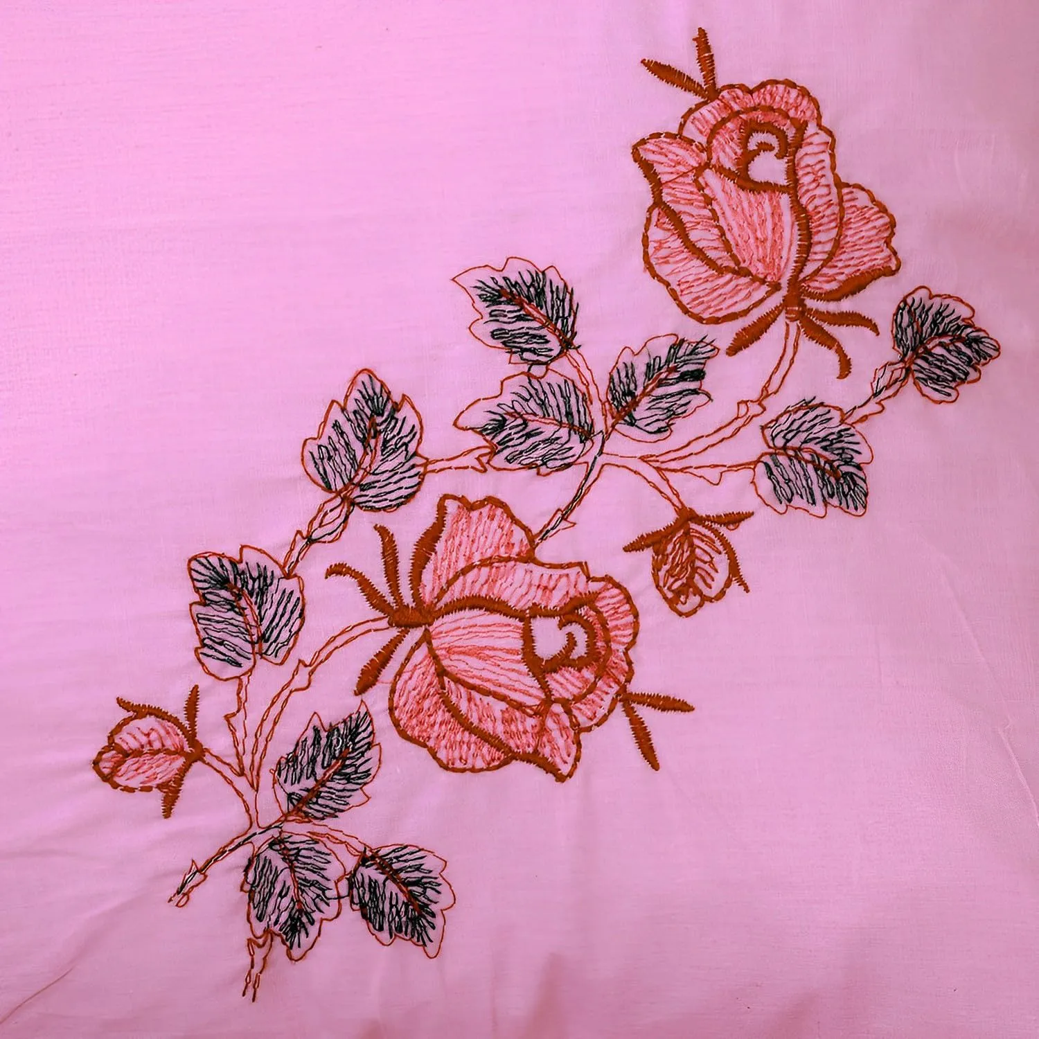 Heart Home Pillow Cover | Cotton Pillow Cover | Pillow Cover for Bedroom | Cushion Cover for Living Room | Embroidery Frill with Zip Pillow Cover | 20x30 Inch | Set of 2 | Pink