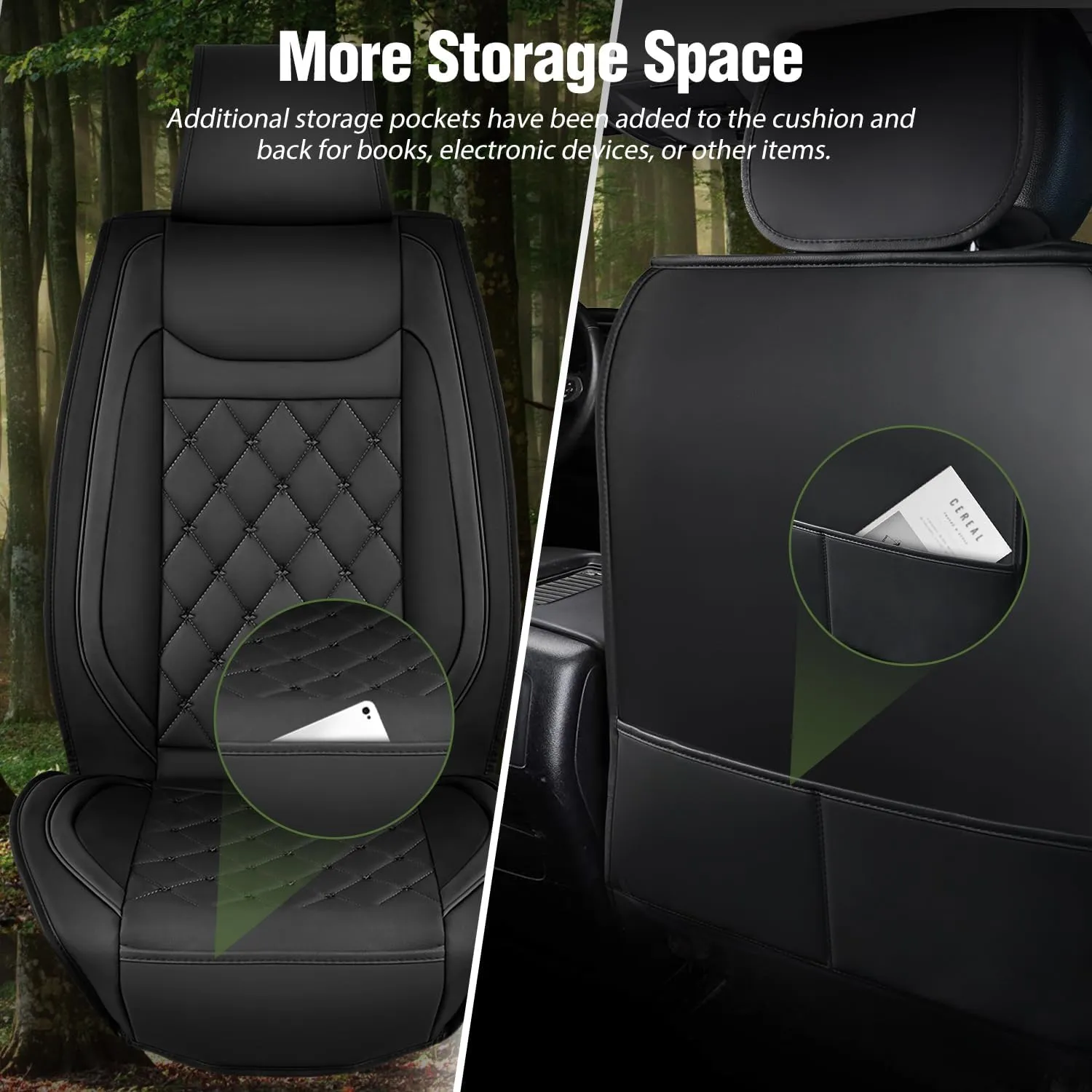 Kia Civic Corolla Hyundai Honda Camry CRV RAV4 Fusion Front Seat Covers Black