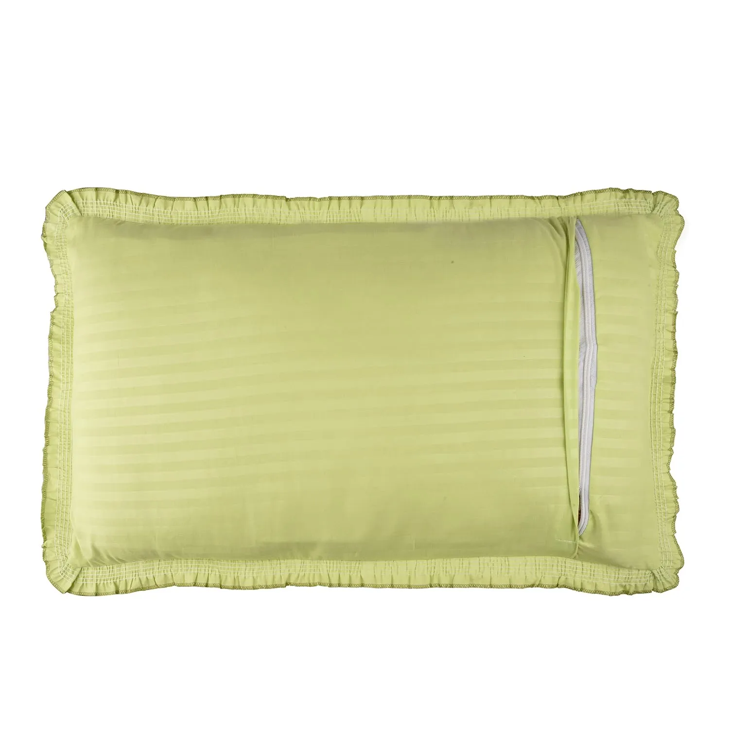 Kuber Industries Pillow Cover | Cotton Pillow Cover Set | Cushion Pillow Cover Set | Pillow Cover Set for Bedroom | Lining Embroidery Pillow Cover Set | 2 Piece Set | Parrot Green