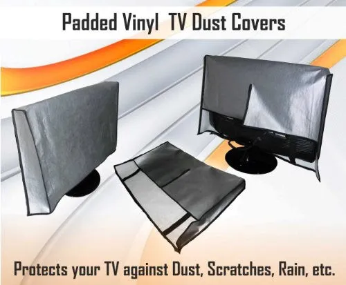 Large Flat Screen TV / LED / HDTV Vinyl Padded Dust Covers With Remote Control Pocket (32" Cover -  31.75" x 3.75" x 23")