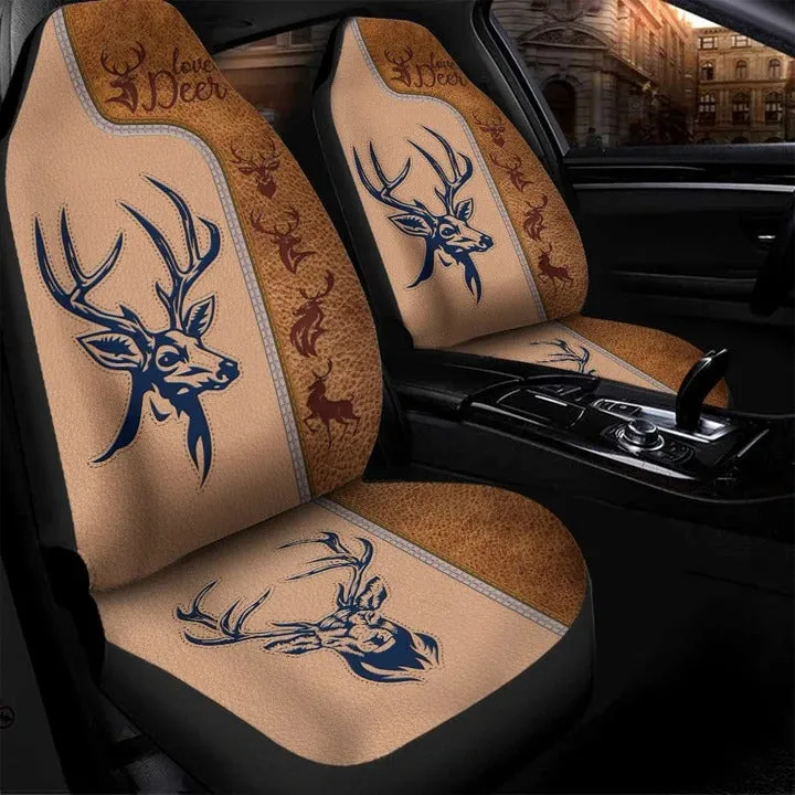 Love Deer Car Seat Covers, All Over Printed Deer Front Seat Cover For Cars